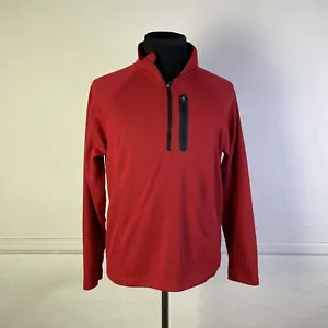 Obermeyer Pullover Shirt Mens M Solid Red Thermal Baselayer Half Zip Polyester - Picture 1 of 9