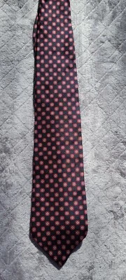 Corbata vintage Bert Pulitzer azul y rojo punto flores para hombre 100 % seda  Foto 1 de 3