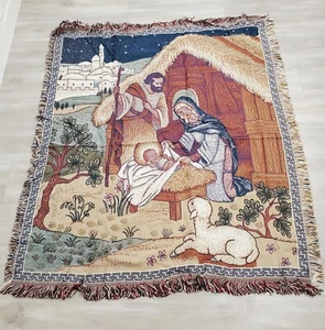 American Greetings Nativity Scene Christmas Throw Blanket - Picture 1 of 3
