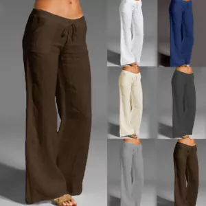 Plus Size Women Loose Casual Linen Baggy Pant Ladies Cotton Harem Pants Trousers - Picture 1 of 35