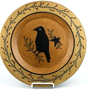 Placa Cargador Cuervo Pájaro Negro Madera Pintada a Mano Estilo Primitivo - Imagen 1 de 12