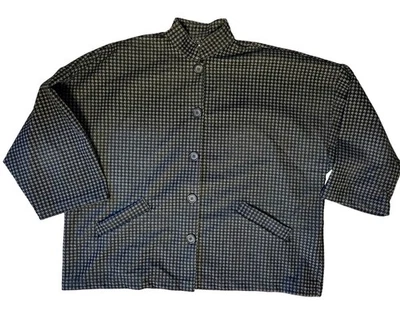 Chaqueta Bryn Walker XS Danuta Pata de Gallo Memory Crunch Jacquard Negra Lagenlook Foto 1 de 4