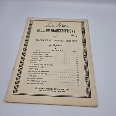 Modern Transcriptions No. 3 By Lee Sims Piano Sheet Music Book  Vintage  - Image 1 of 3