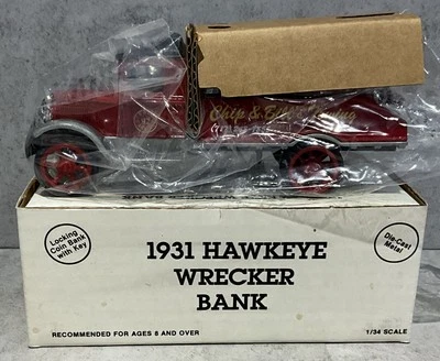 1931 Hawkeye Wrecker 1992 Fall Carlisle Chip & Bill's Towing Ertl Diecast Bank - Image 1 of 4