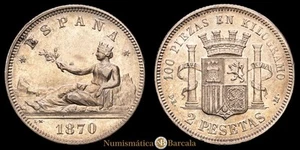 Gobierno Provisional 2 Pesetas (10,01g) 1870 *18-73* Madrid DE·M AC-28 EBC - Picture 1 of 3
