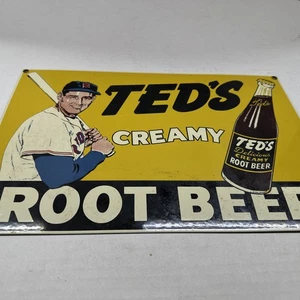TED'S ORSO RADICE CREMOSA antico latta FIRMATO TED WILLIAMS 15x10 - Foto 1 di 9