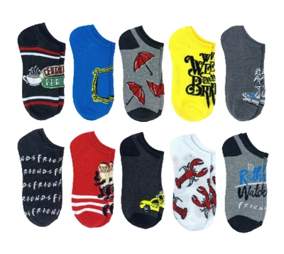Носки женские Friends незаметные с различными принтами 10 пар разноцветные размер обуви 4-10 - Изображение 1 из 2