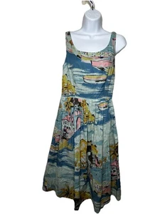 Boden Nancy Riviera Hattie Tea Dress UK 8L US 4L Pockets Beach theme Blue - Picture 1 of 16