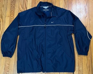 Vintage Y2K Nike Navy Blue Thin Full Zip Track Windbreaker Jacket Men’s Size 3XL - Picture 1 of 9