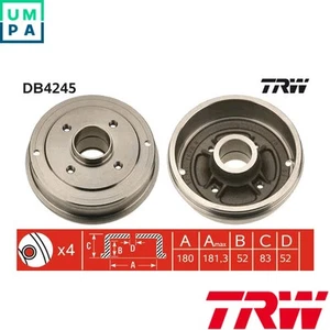 2x BRAKE DRUM DB4245 FOR RENAULT THALIA/II CLIO/SYMBOL/Hatchback/Van 19 LOGAN - Picture 1 of 7