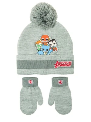 JUSTICE LEAGUE Toddler Kid's Beanie & Mitten Set, Brand New! Justice League new - Image 1 of 3