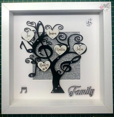 Personalised 3D Box Frame Family Tree Gift Unique Keepsake Home Art Decor - Image 1 of 3