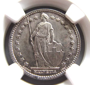 Switzerland KM24 1 Franc 1886-B NGC MS 64. Rare this grade ! - Picture 1 of 3