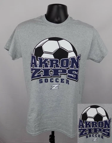 Akron Zips Soccer Shirt Unisex 2XL XXL Gray Graphic Logo Adult Shirt New ST139 Cover