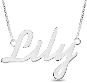 925 Sterling Silver LILY or Any Name Necklace Womens Pendant Gift for Her - Picture 1 of 10