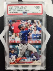 2018 Topps Update Ronald Acuna Jr RC US250 At-Bat In Blue Jersey PSA 9 BRAVES - Bild 1 von 2