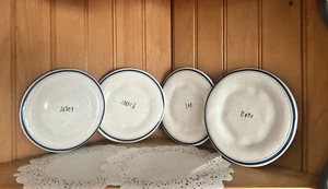 Vintage Rae Dunn Artisan Collection Magenta Appetizer Blue Line Appetizer Plates - Picture 1 of 8