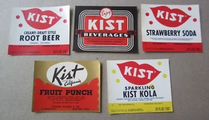 Lote de 5 etiquetas antiguas vintage años 1940 - 1950 - KIST - ETIQUETAS DE SODA - MASIVAS. - Imagen 1 de 1