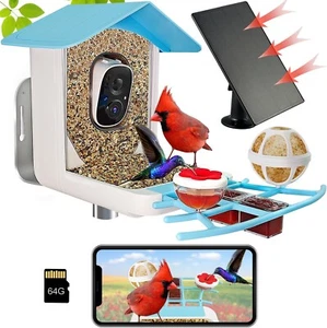 64GB Smart Vogelfutterhaus mit Kamera solarbetrieben, 2K 3MP HD Live Video - Bild 1 von 8