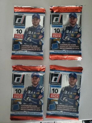 Qty4 - 2018 Panini Donruss Racing Nascar Factory Sealed 10 Card Pack Wallace RC? - Image 1 of 4