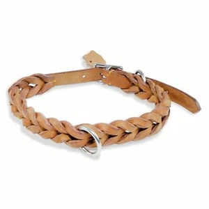 Hundehalsband Halsband Hunde Lederhalsband Leder beige geflochten XS S M L XL - Picture 1 of 56