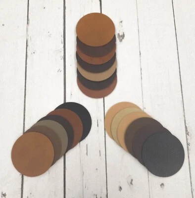 Posavasos lisos curtidos al aceite de cuero genuino en blanco 4-6 OZ semi rígidos 4" de diámetro Foto 1 de 4