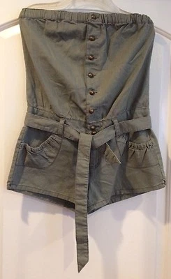 Mameluco Grane Juniors Sin Tirantes Cinturón Lino/Algodón Gris Verdoso Oliva L Foto 1 de 4