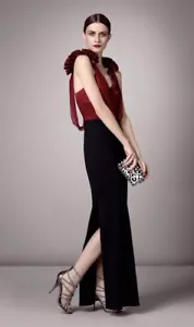 Karen Millen Dress 14 Long Gatsby Deco 1920-s Style Black And Red - Picture 1 of 10