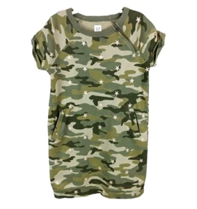 Gap Kids Moto Dress Girls Size S Short Sleeve French Terry Knit Green Camo - Picture 1 of 9