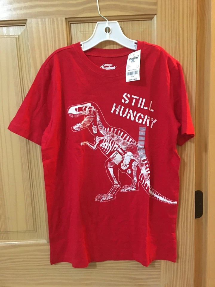 NWT Carter's Boys Dinosaur Tee Shirt Red 6,12,14 - Image 1 of 1