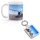 1 Mug & 1 Rectangle Keyring Aircraft Airliner Passenger Plane Jet #63000
