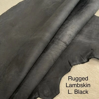 Rugged Lambskin Nappa Leather Hide 3 oz L. Black 6-7 SF. Economy - Image 1 of 4