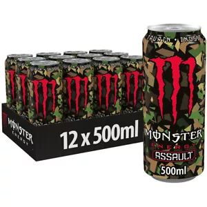 Monster Assault Erfrischungsgetränk mit Taurin Guarana 500ml 12er Pack - Bild 1 von 1