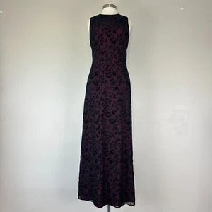 Dress Women 12 Vintage 90s Maxi Floral Beaded Velvet Gown Dark Fairy Whimsigoth - Picture 1 of 15