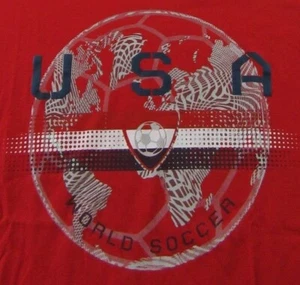 Camiseta roja recuerdo con logotipo de balón de fútbol global de Estados Unidos World Soccer talla L - Imagen 1 de 6