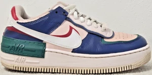 nike air force 1 shoes womens 7 pink blue red white green low tops shadow mystic - Picture 1 of 17
