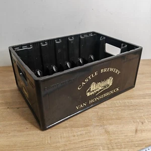 Beer Crate Castle Brewery Black Plastic Beer Crate  Van Honsebrouck 24 Bottle - Foto 1 di 10