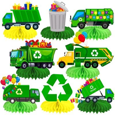 Garbage Truck Honeycomb Centerpieces 12Pcs Garbage Truck Birthday Party Table... - Imagem 1 de 4