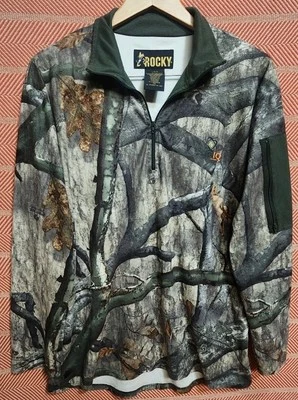 Rocky 1/4 Zip Pullover Mens Lrg Scent IQ Mossy Oak Camouflage Lightweight Hunt - Image 1 of 4