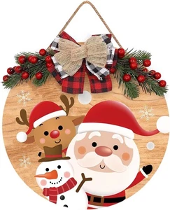 Guirnalda de Navidad de madera puerta colgante de pared pancarta vacaciones hogar oficina decoración de Navidad - Imagen 1 de 3