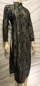 Túnica larga de terciopelo transparente dorado cojo negra Burnout de colección vestido Ao Dai abertura lateral - Imagen 1 de 24