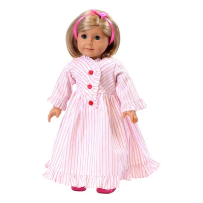 EVEREIGHTEEN Kit Inspired Striped Nightie & Slippers 18" Doll Clothes Fits American Girl Doll