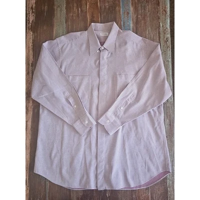 Ascot Chang Garnet Red & White Tiny Houndstooth Dress Shirt 17" Neck 42" Chest - Image 1 of 4