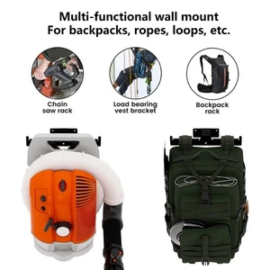 Heavy Duty Backpack Hanger with Protective Coating for Leaf Blower Wall Mount - Picture 1 of 7