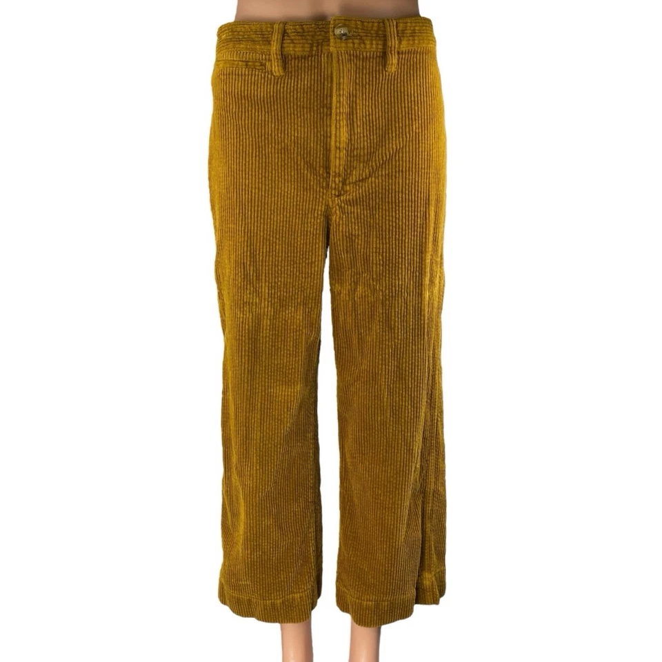 Pantalones Madewell Slim Emmett Marrón Pana Cintura Alta Pierna Ancha Talla 27 Foto 1 de 4