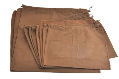 Autêntica bolsa de pó GUCCI vintage conjunto com 10 algodão 20,5x14,2x0,2 marrom 3933N - Imagem 1 de 4