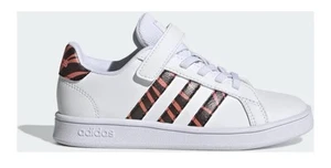 Adidas Grand Court Tiger Print Shoes 31 1/2 Neu Kinder Mädchen GZ1075 Orange Top - Bild 1 von 4