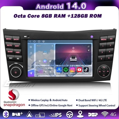 7"128GB Android 14 Qualcomm Android 14 Autoradio Mercedes CLS/E-Klasse W211 W219 - Bild 1 von 4