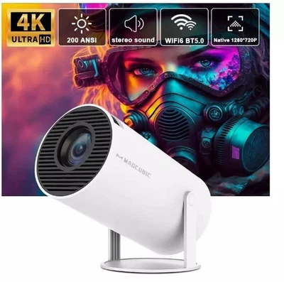 5G 4K Projector Smart HD LED WiFi Bluetooth HDMI USB Android Office Home Theater - Image 1 of 4