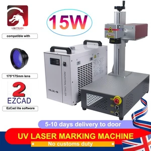 Máquina Grabadora de Marcado Láser UV 15W 355nm para Vidrio Metal Madera Refrigeración por Agua - Imagen 1 de 13